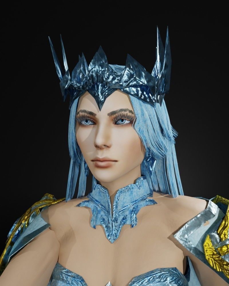 Ice Queen Game Character Low-poly 3D model_14
