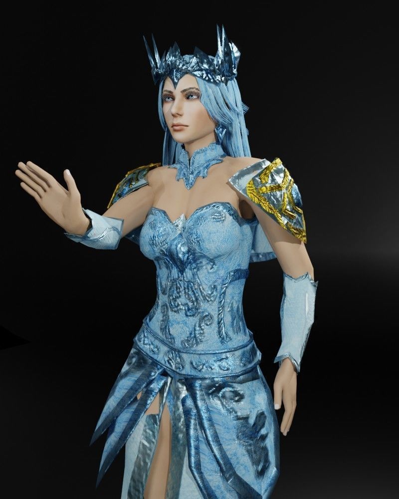 Ice Queen Game Character Low-poly 3D model_13