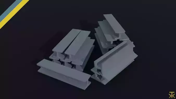 Cartoon Industrial metal beams Polygonal Style