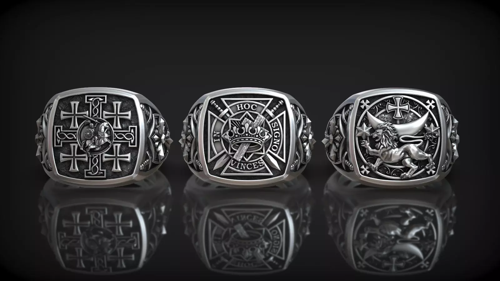 Crusader Cross Knight Medieval Gothic Signet Collection _0