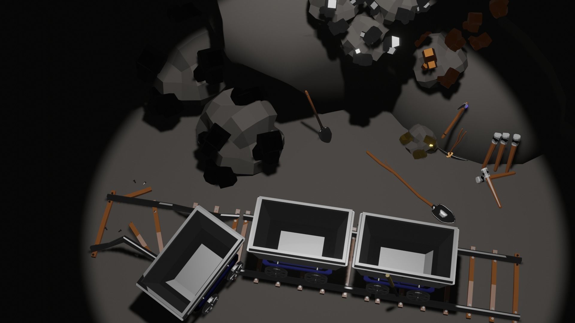 Low Poly Mineshaft Low-poly 3D model_1