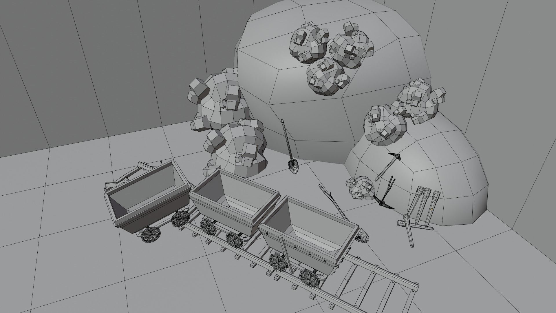 Low Poly Mineshaft Low-poly 3D model_3