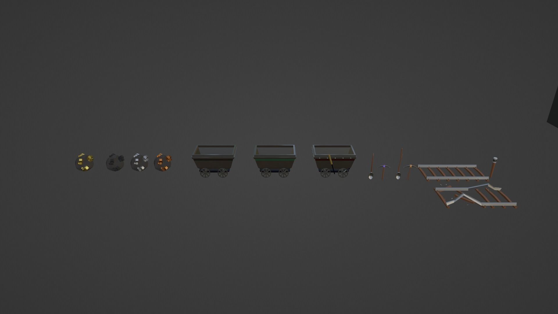 Low Poly Mineshaft Low-poly 3D model_2