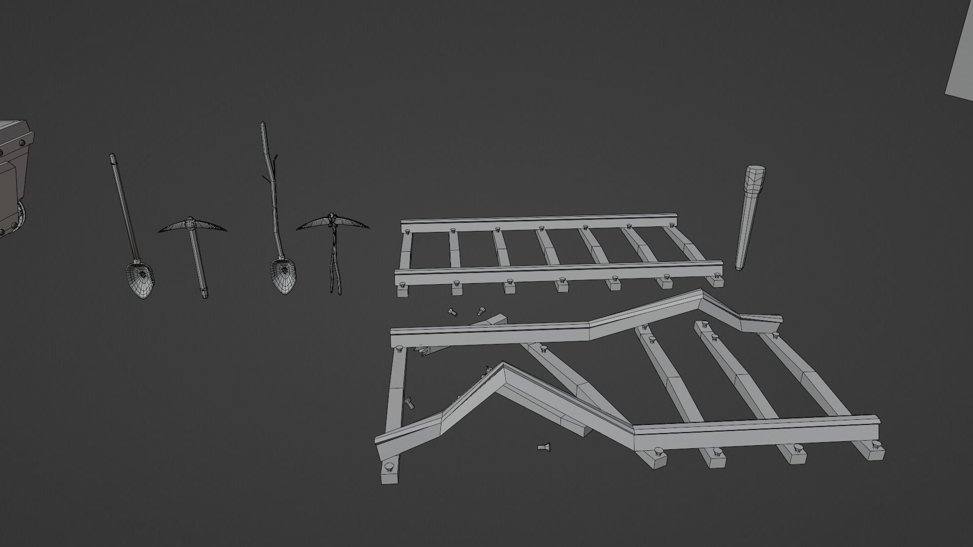 Low Poly Mineshaft Low-poly 3D model_5