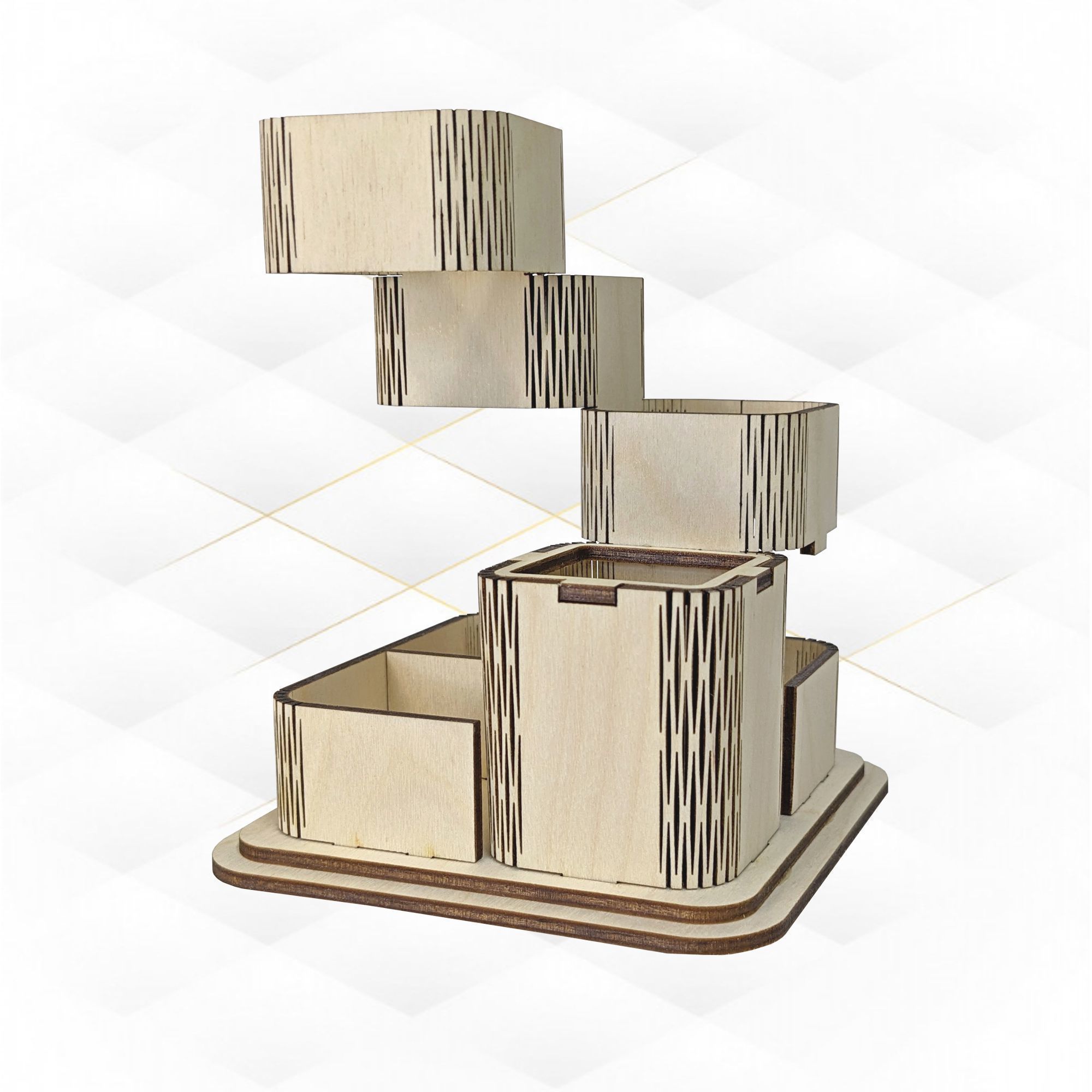 Unique floating stand holder laser files 3D print model_4