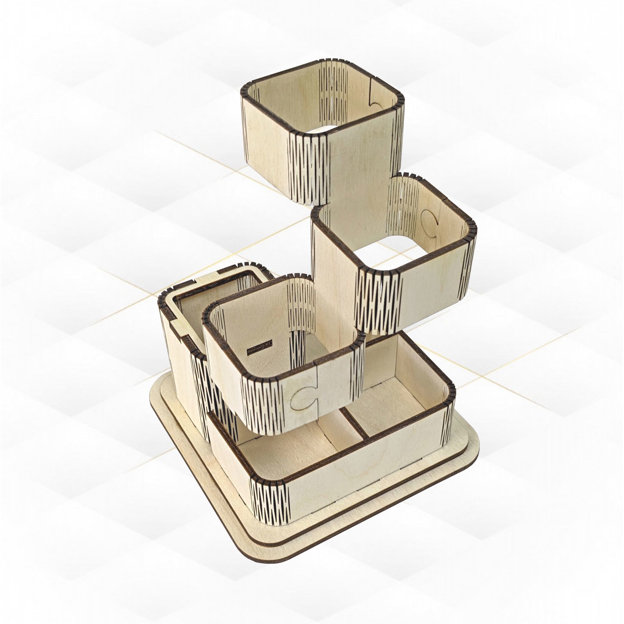 Unique floating stand holder laser files 3D print model_2