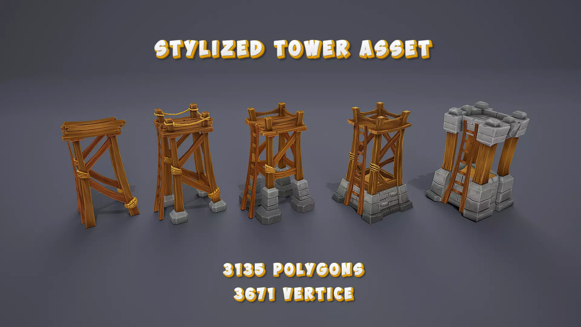 Stylized towers asset Low-poly 3D model_0