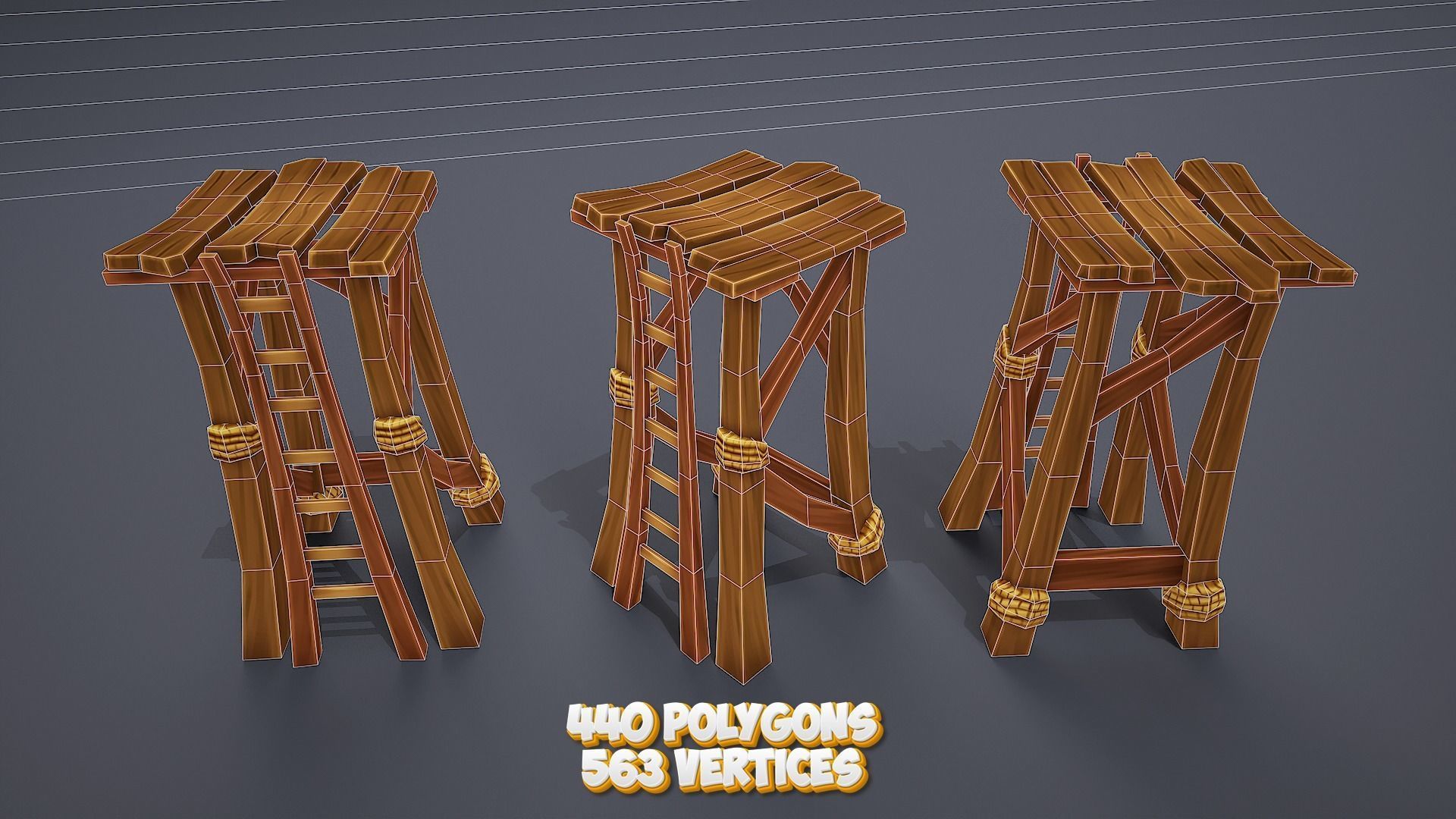 Stylized towers asset Low-poly 3D model_4