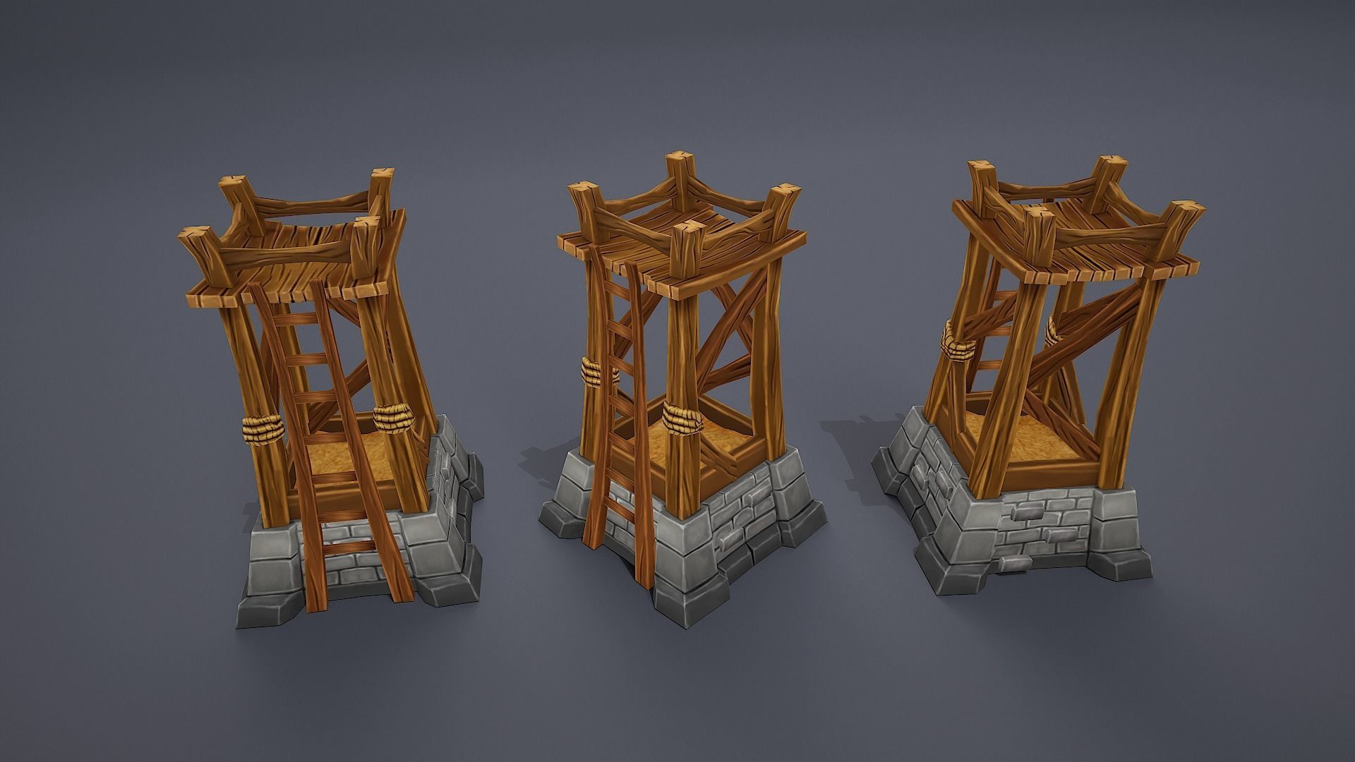 Stylized towers asset Low-poly 3D model_9