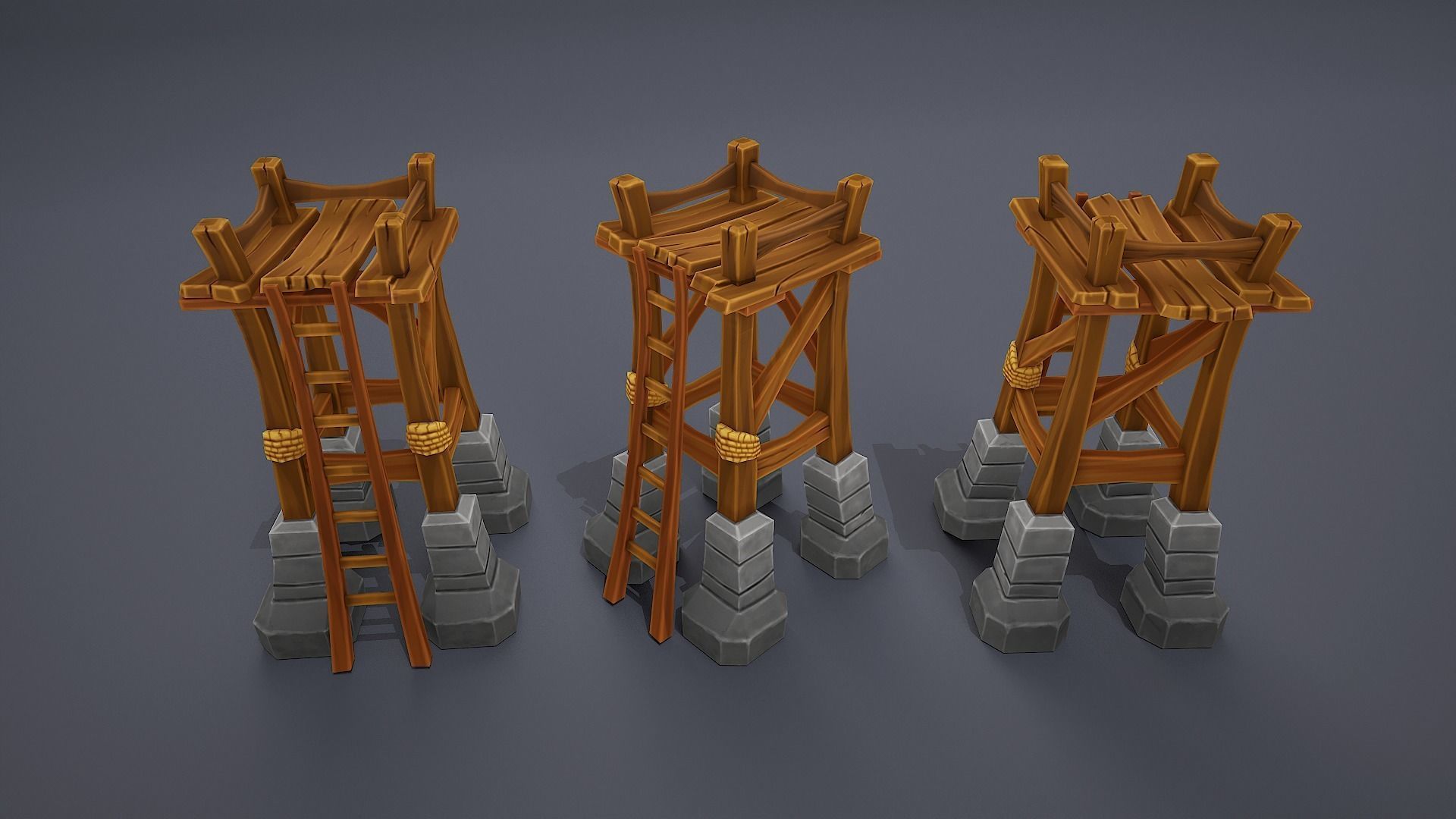 Stylized towers asset Low-poly 3D model_7