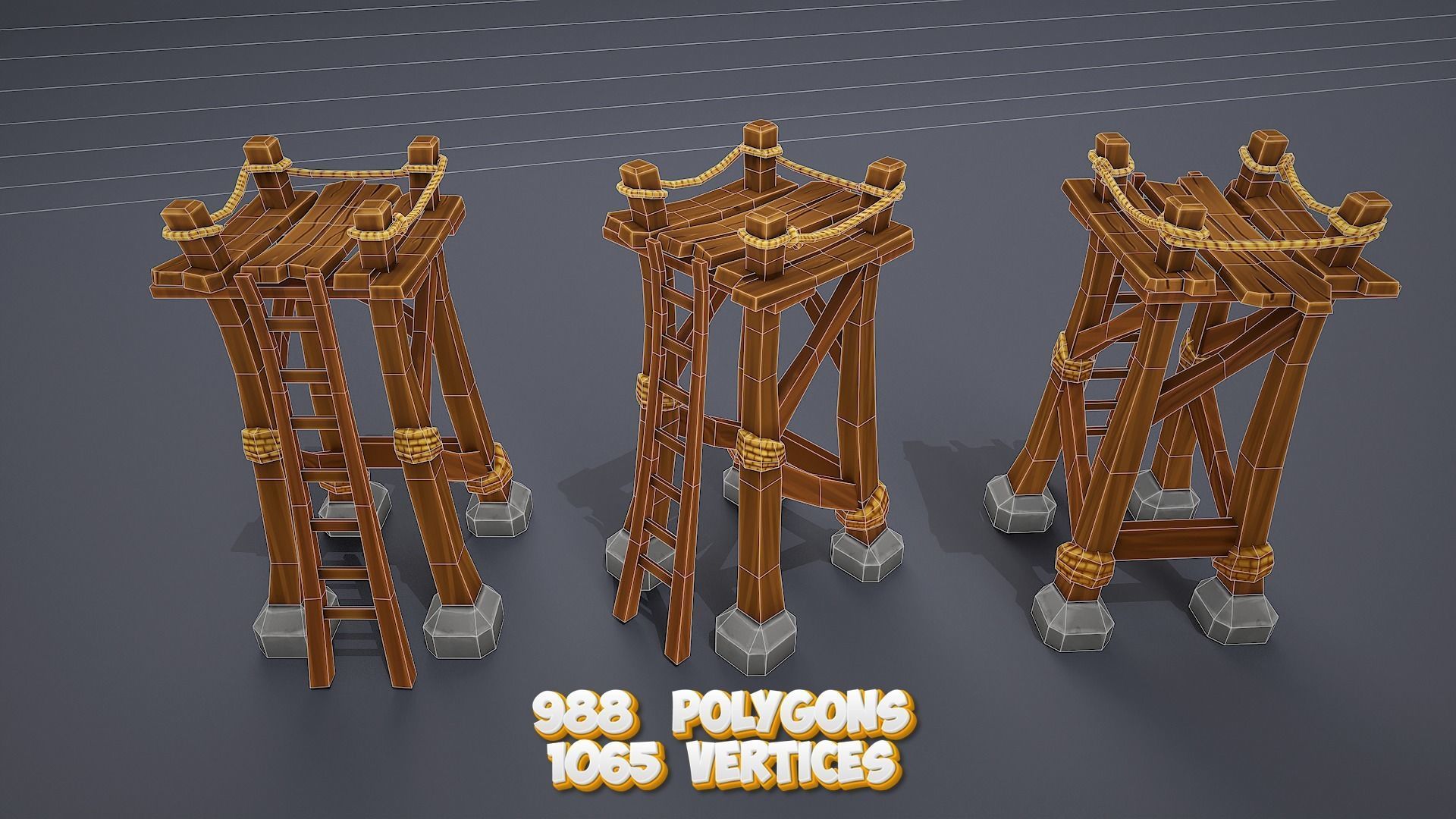 Stylized towers asset Low-poly 3D model_6