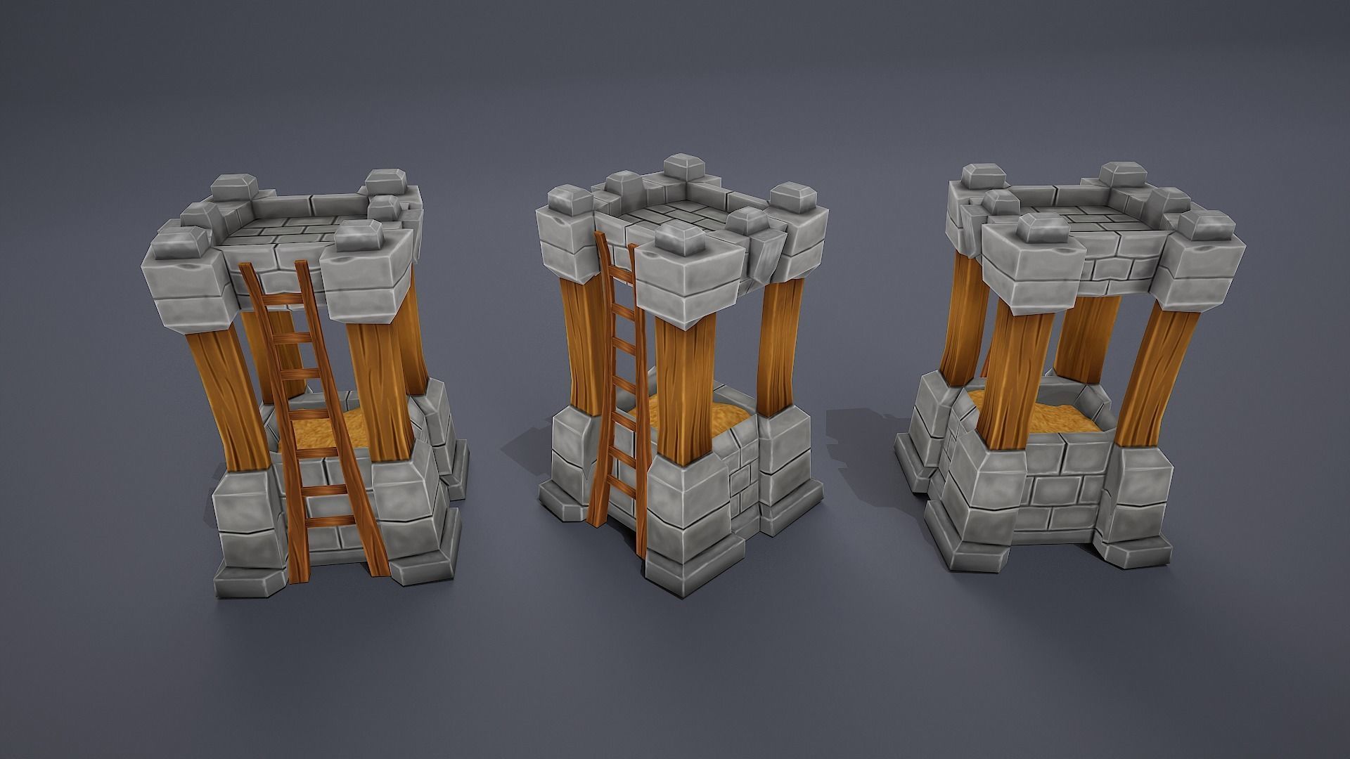 Stylized towers asset Low-poly 3D model_11
