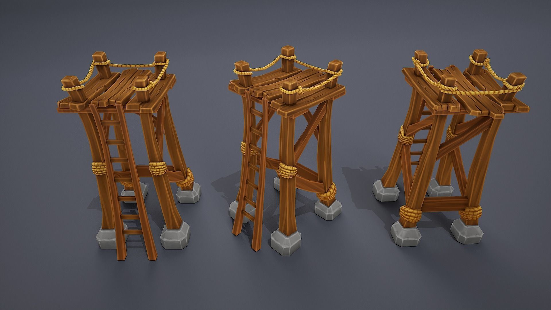 Stylized towers asset Low-poly 3D model_5