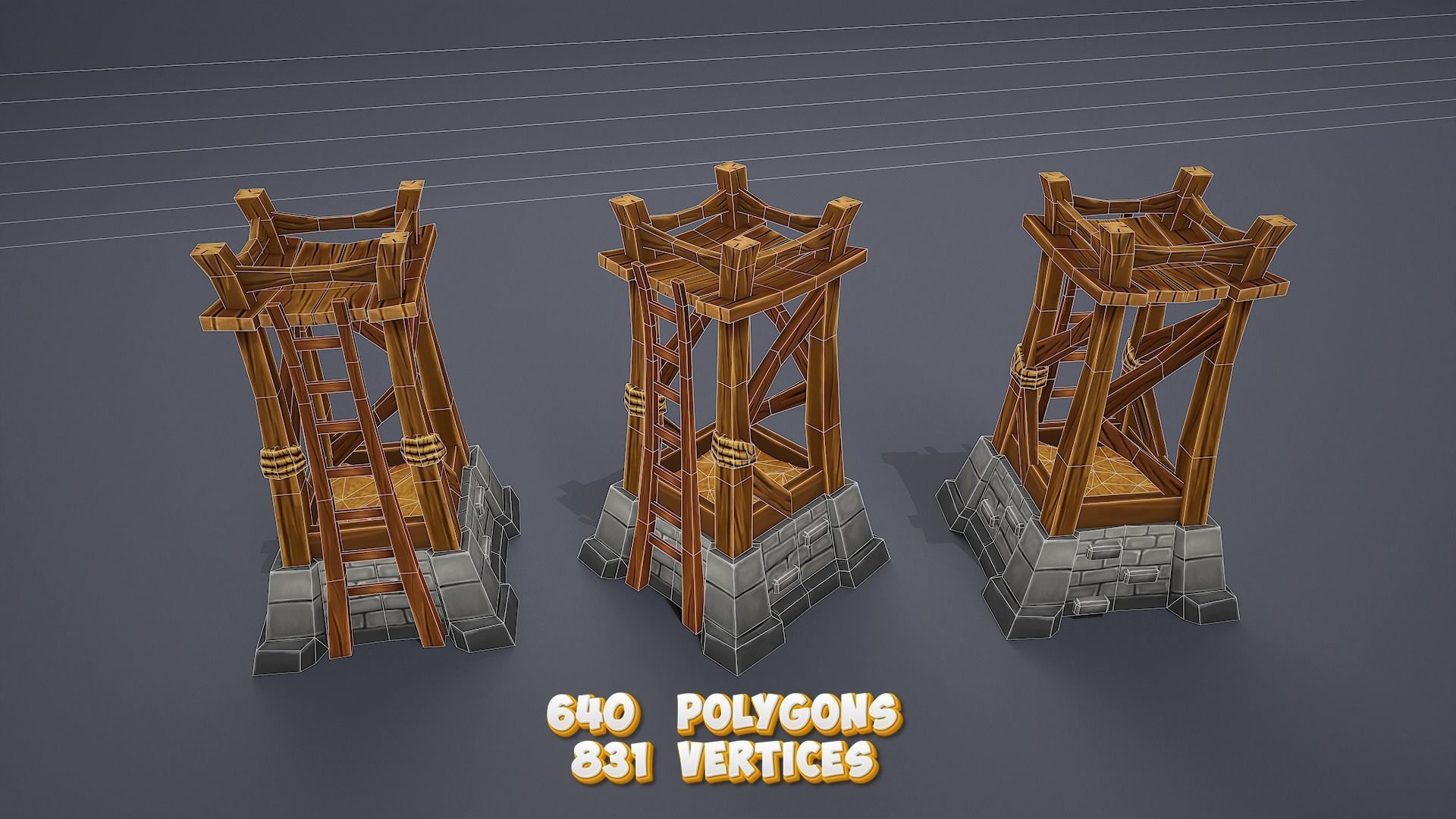 Stylized towers asset Low-poly 3D model_10
