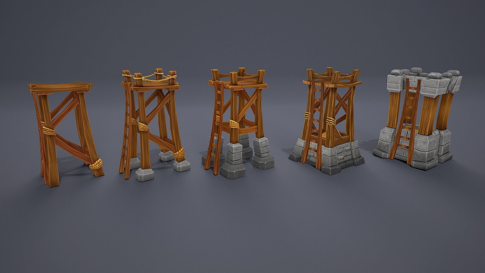 Stylized towers asset Low-poly 3D model_14