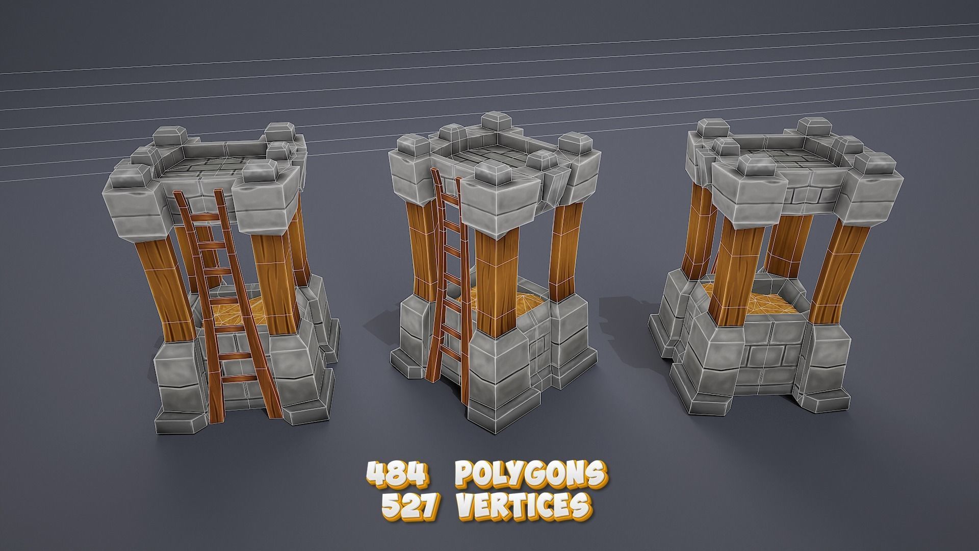 Stylized towers asset Low-poly 3D model_12