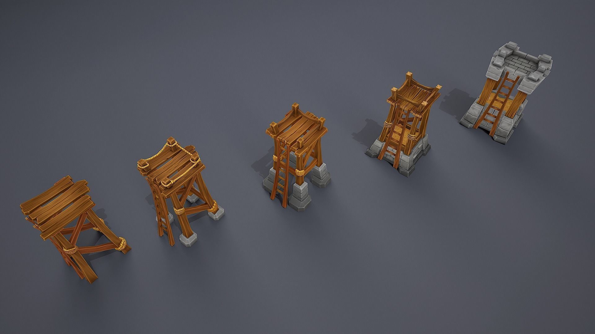 Stylized towers asset Low-poly 3D model_2