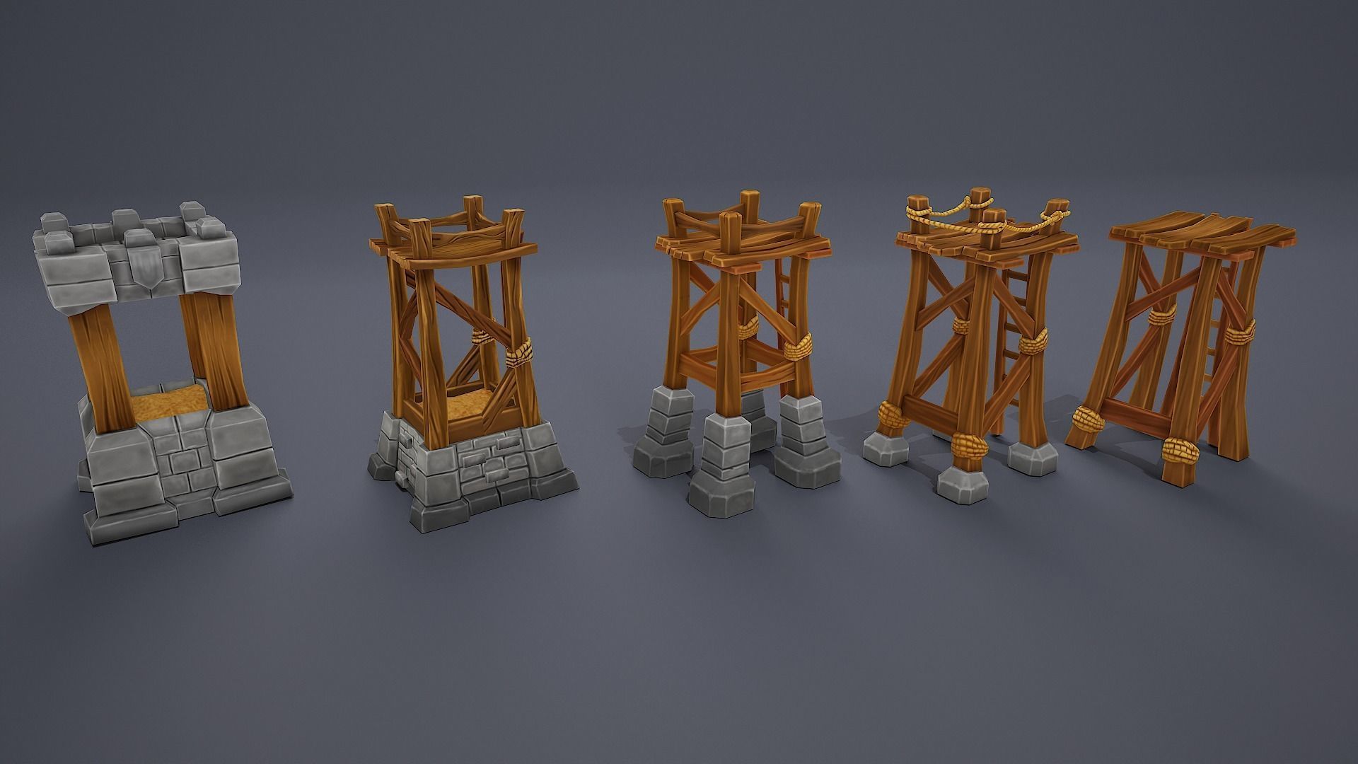 Stylized towers asset Low-poly 3D model_13