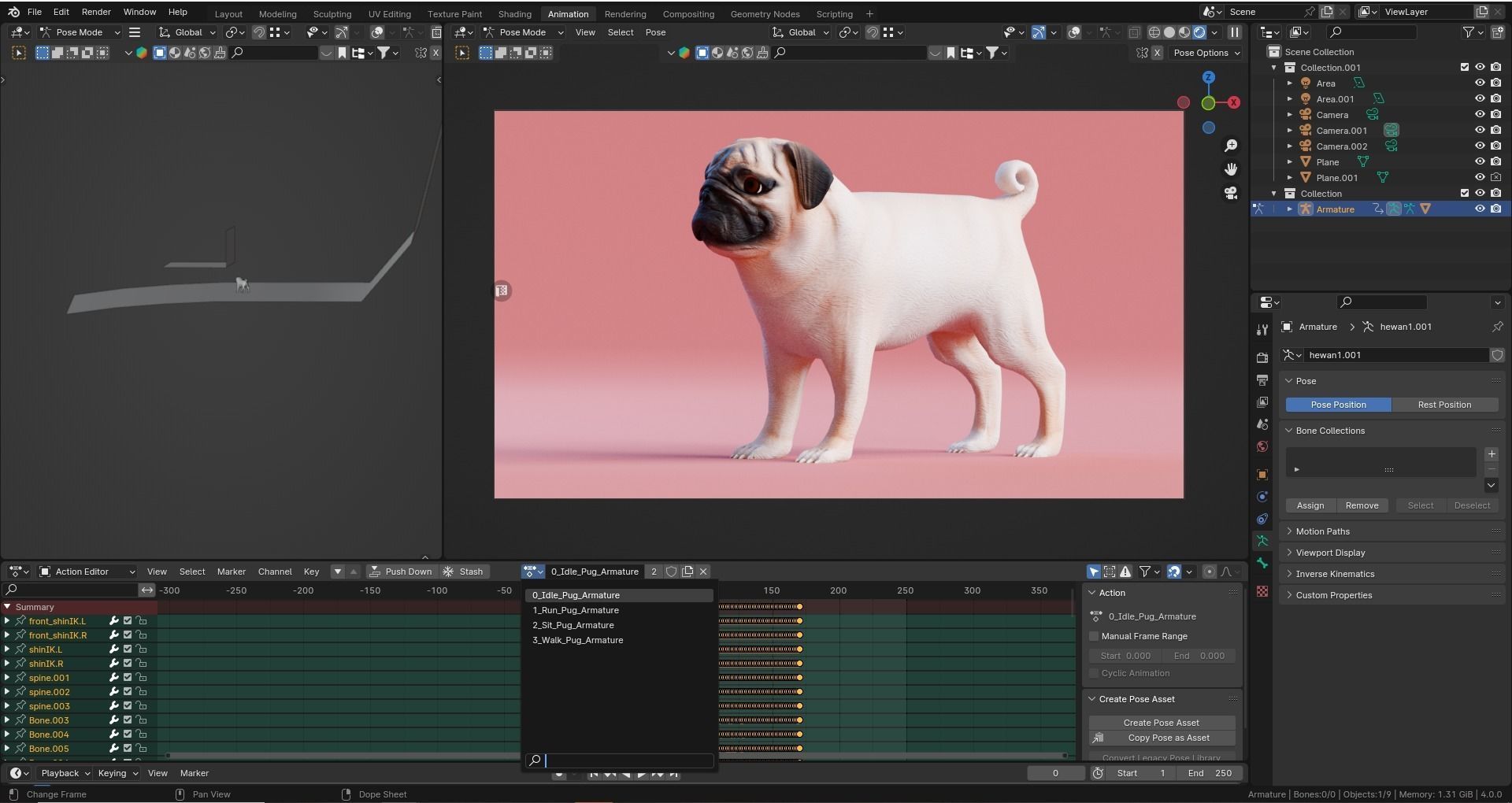 Low poly - Stylized dog - Pug Low-poly 3D model_12