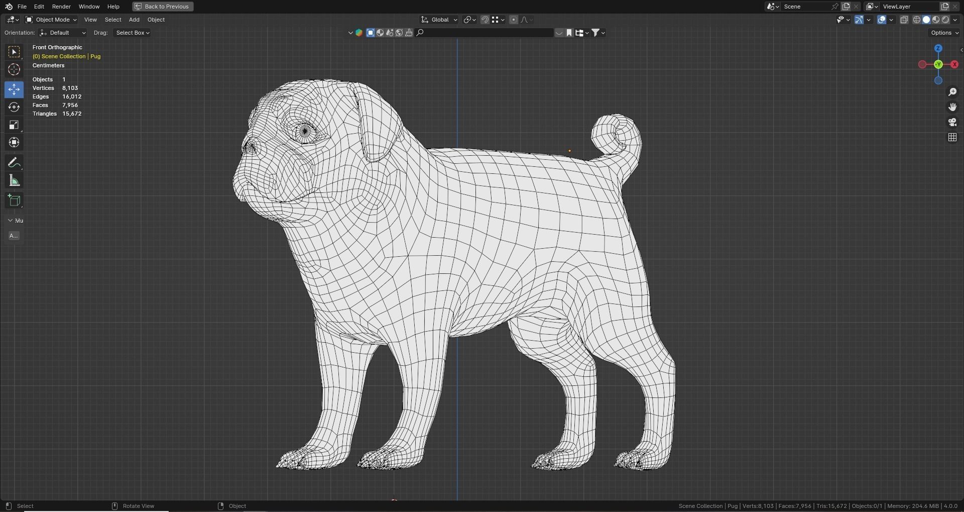 Low poly - Stylized dog - Pug Low-poly 3D model_7
