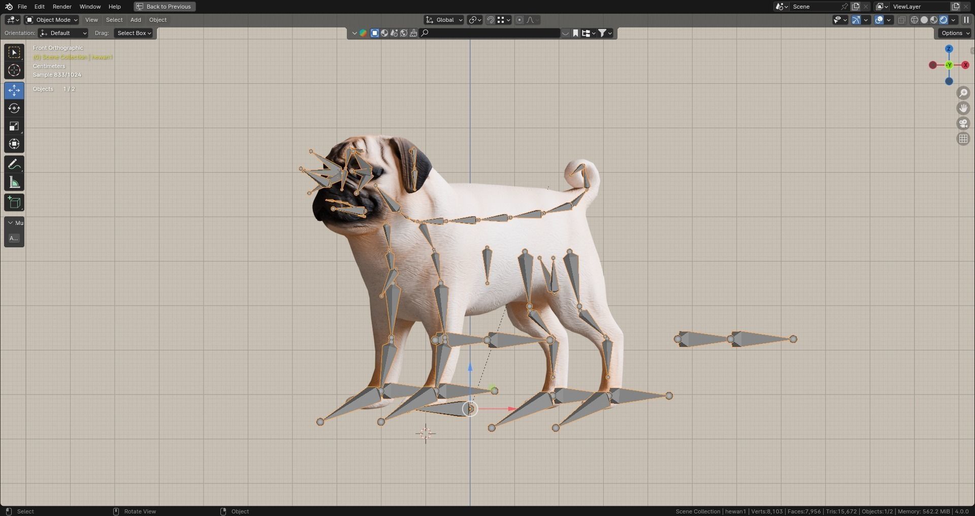 Low poly - Stylized dog - Pug Low-poly 3D model_11