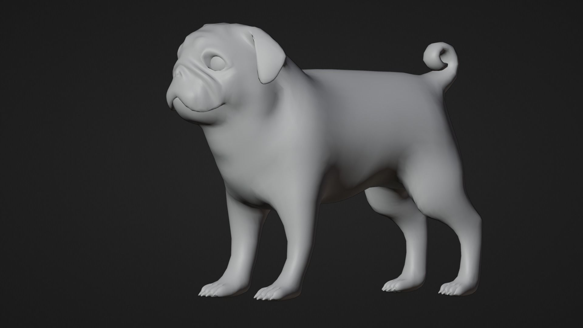 Low poly - Stylized dog - Pug Low-poly 3D model_6