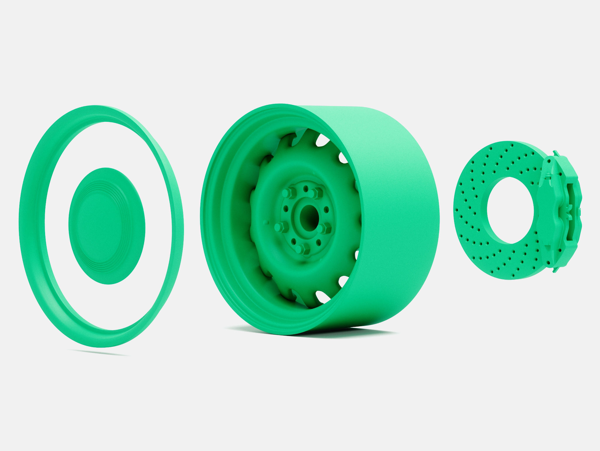 15x8 US Artillery 555 Wheel and Brake 3D print model_4