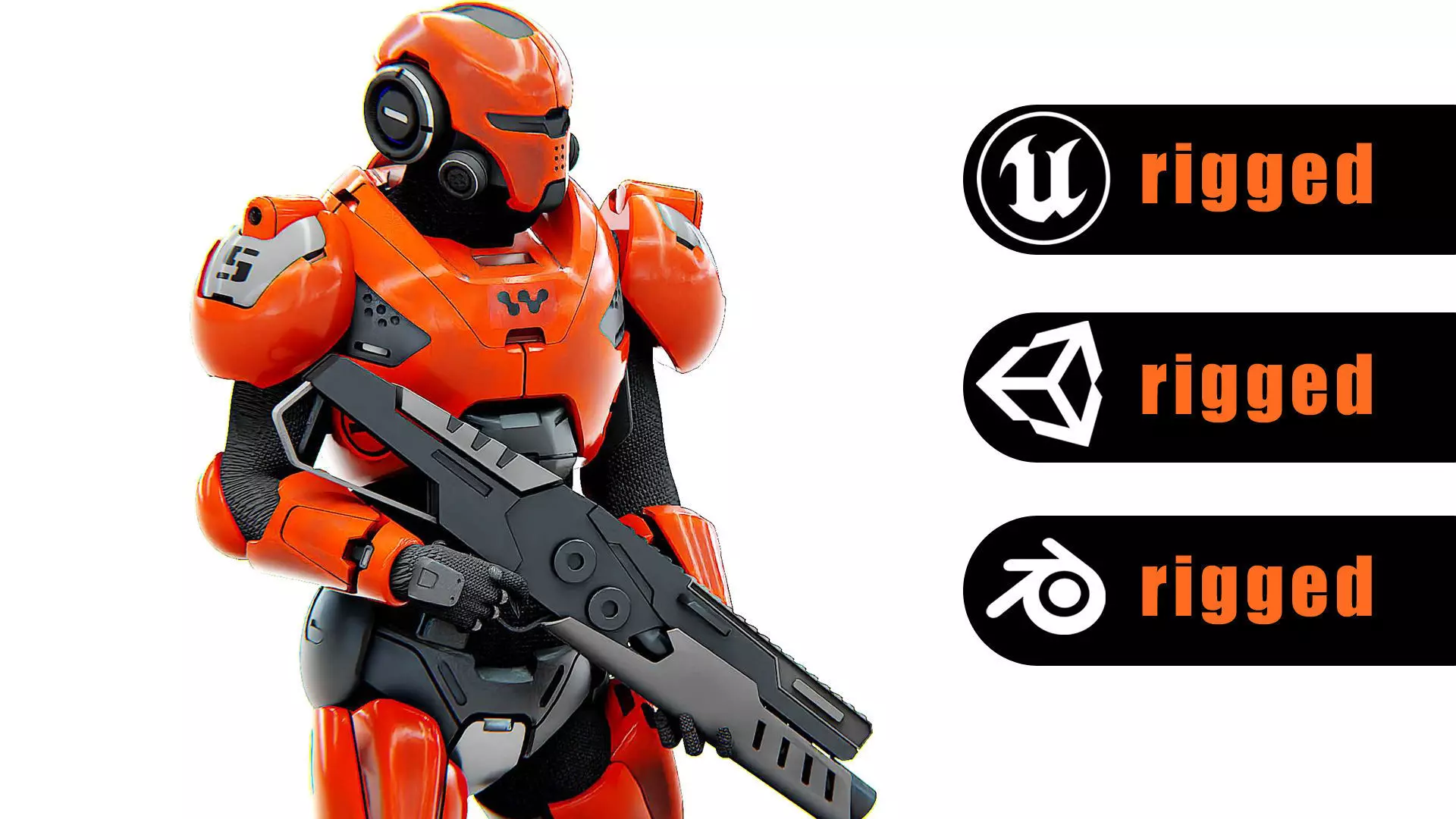 CYBER SOLDIER F-3000 Rigged for Unreal Engine - Unity - MIXAMO  3D model_0