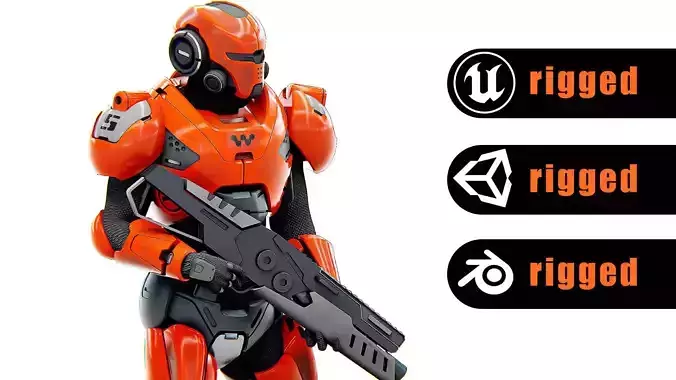 CYBER SOLDIER F-3000 Rigged for Unreal Engine - Unity - MIXAMO  3D model