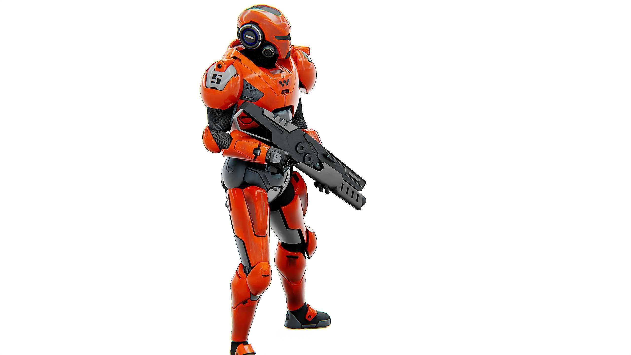 CYBER SOLDIER F-3000 Rigged for Unreal Engine - Unity - MIXAMO  3D model_5