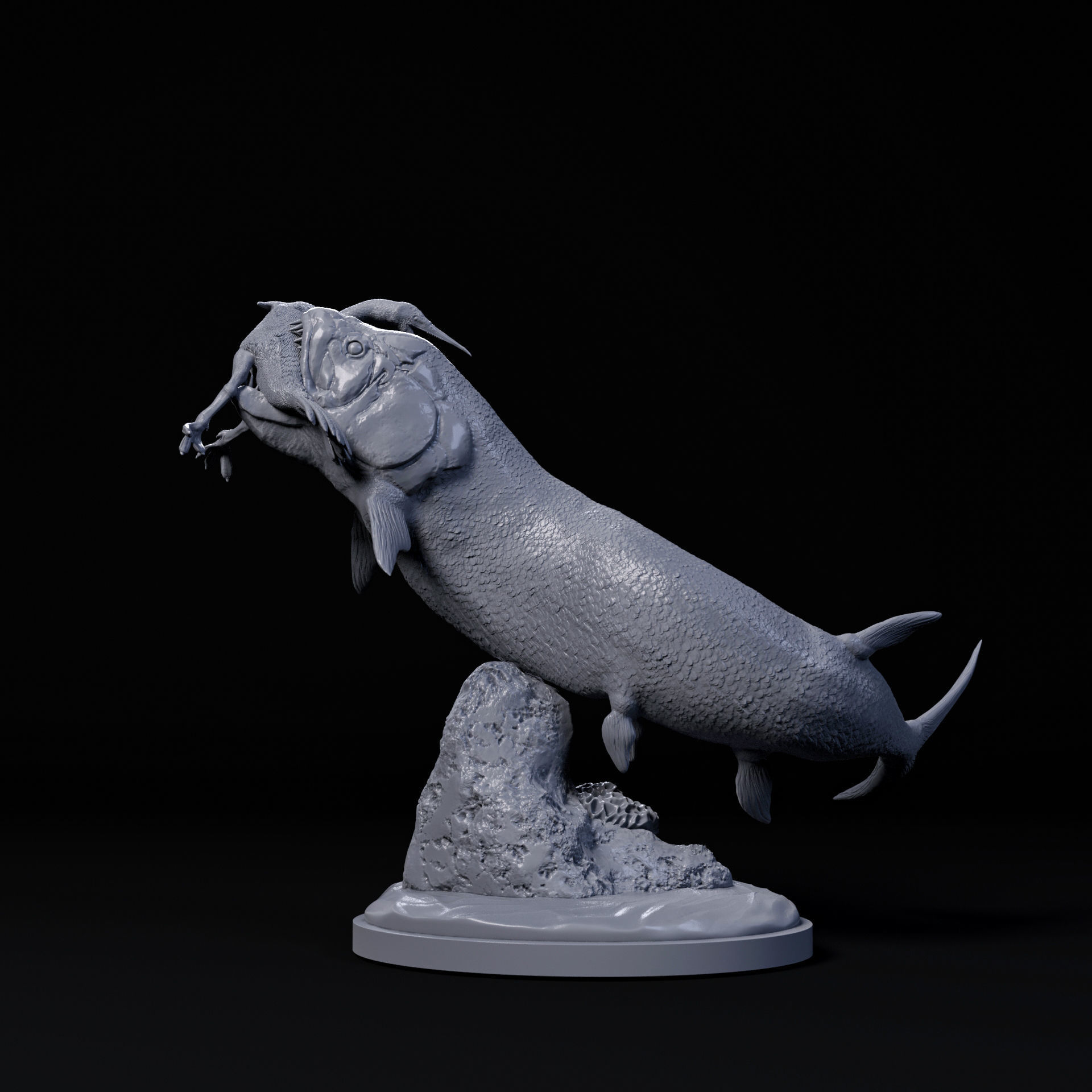 Xiphactinus hunting Hesperornis 1-35 scale pre-supported 3D print model_2