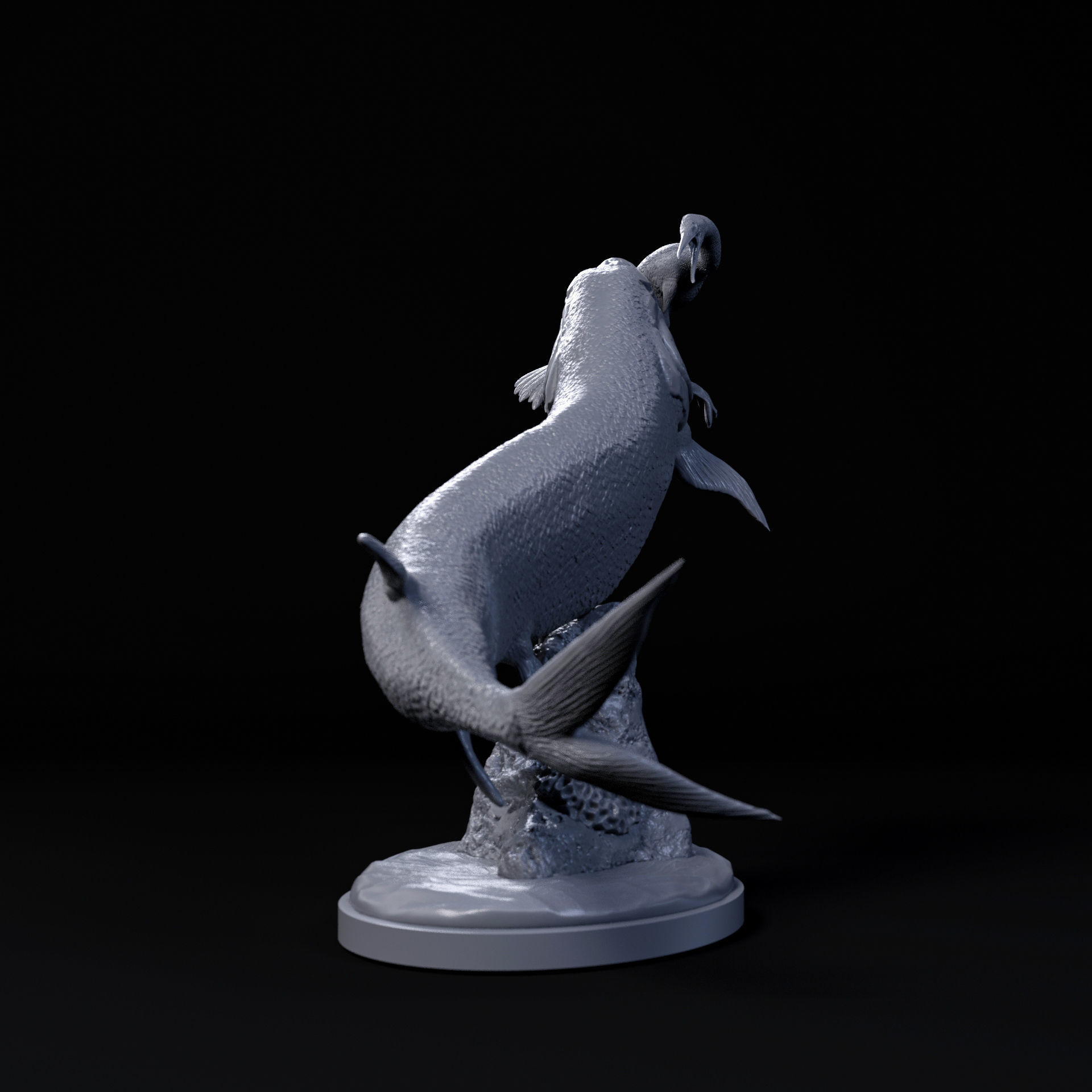 Xiphactinus hunting Hesperornis 1-35 scale pre-supported 3D print model_3