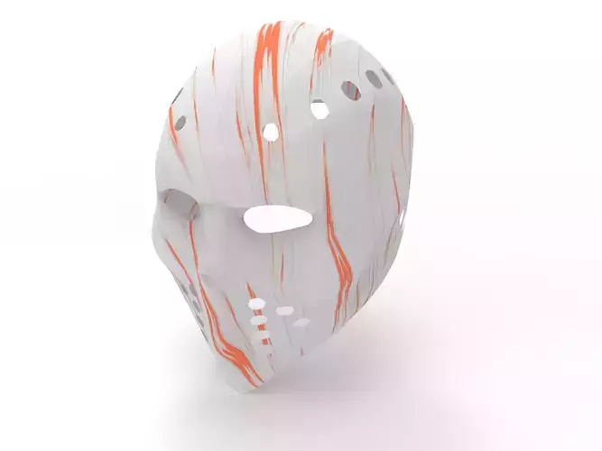 Low-poly white hockey goalie mask