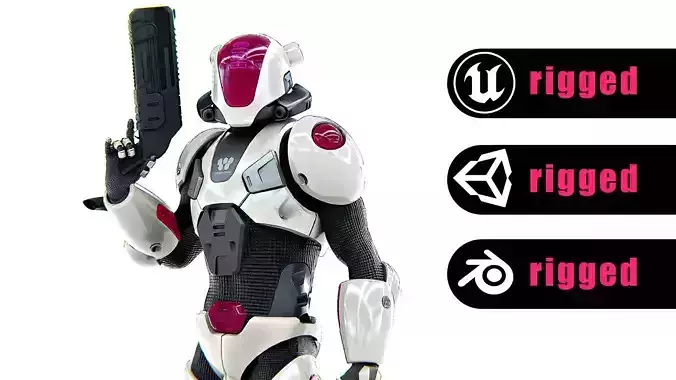 CYBER SOLDIER R-500  Rigged for Unreal Engine - Unity - MIXAMO 