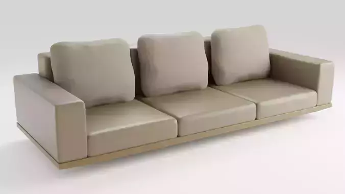 Three-seater leather sofa in modern style
