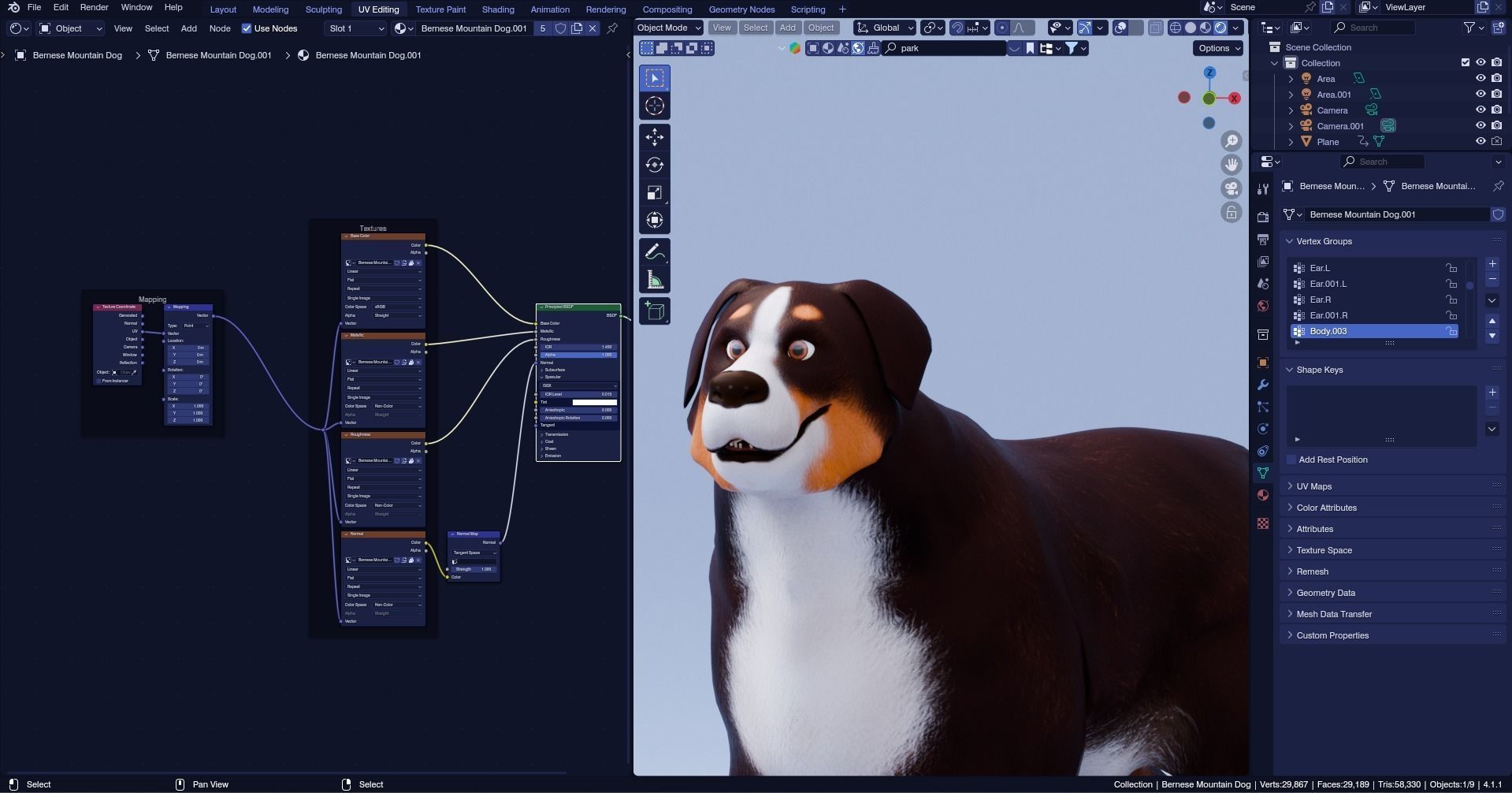 Low poly - Stylized dog - Bernese Mountain Dog Low-poly 3D model_9