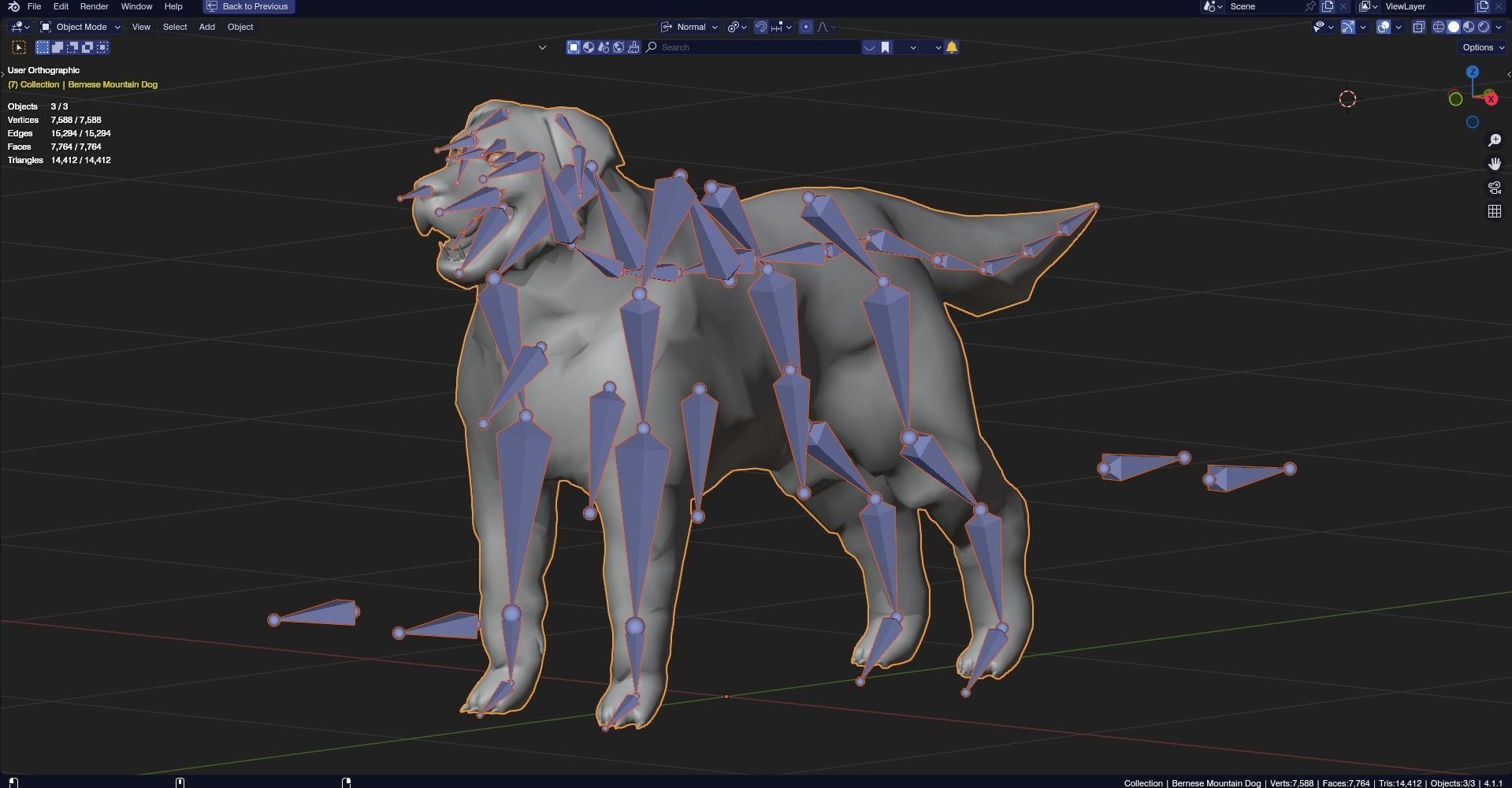 Low poly - Stylized dog - Bernese Mountain Dog Low-poly 3D model_7
