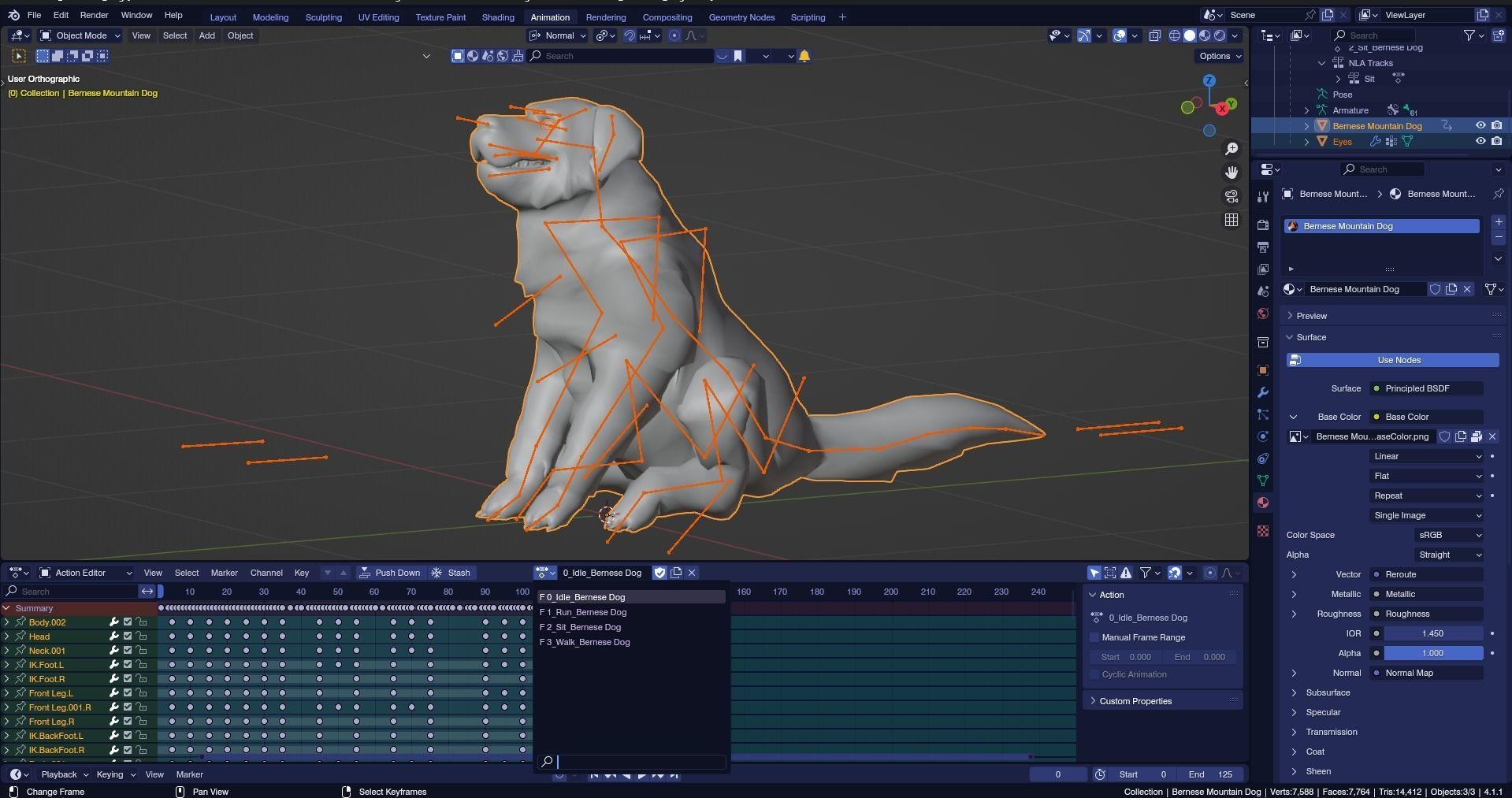 Low poly - Stylized dog - Bernese Mountain Dog Low-poly 3D model_8