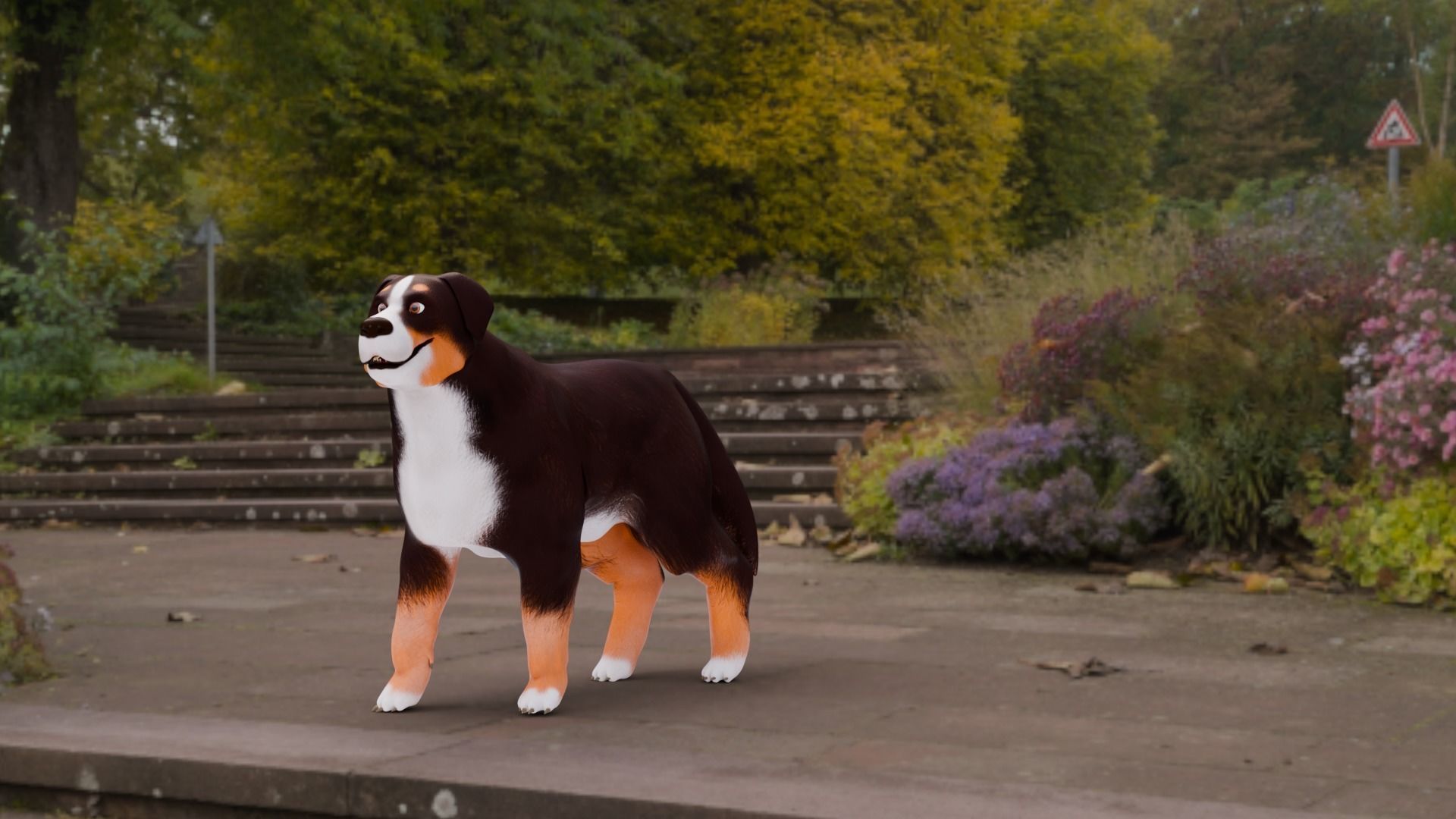 Low poly - Stylized dog - Bernese Mountain Dog Low-poly 3D model_11