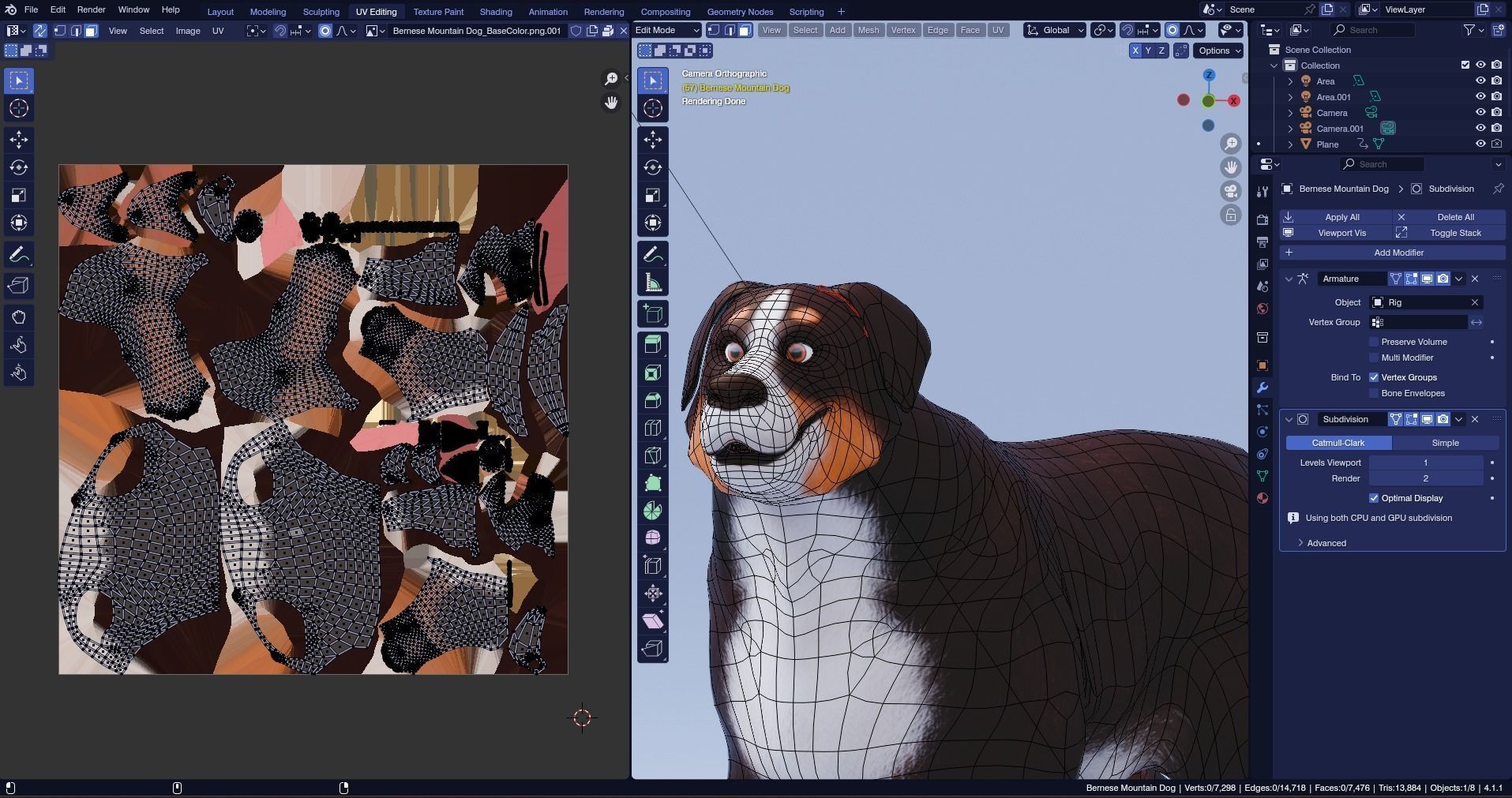 Low poly - Stylized dog - Bernese Mountain Dog Low-poly 3D model_10