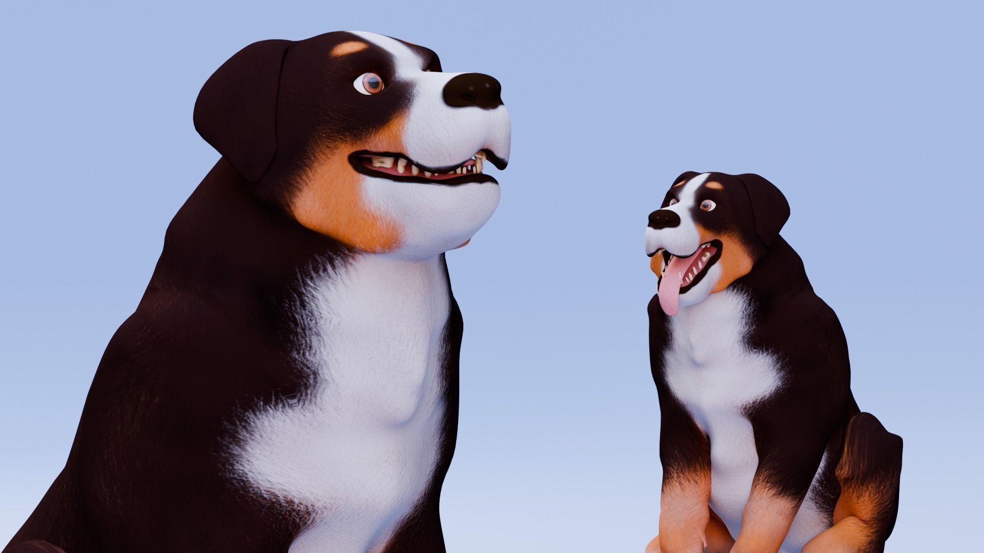 Low poly - Stylized dog - Bernese Mountain Dog Low-poly 3D model_1