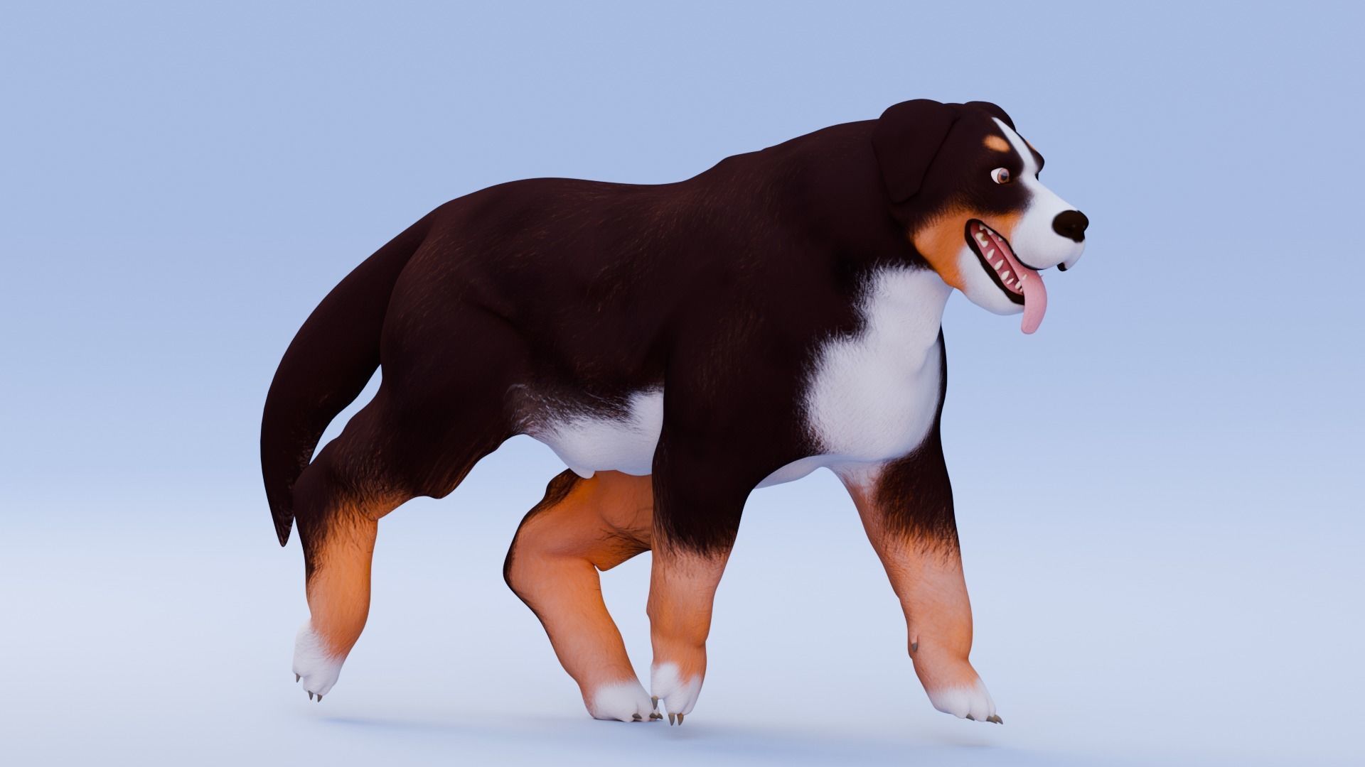 Low poly - Stylized dog - Bernese Mountain Dog Low-poly 3D model_5