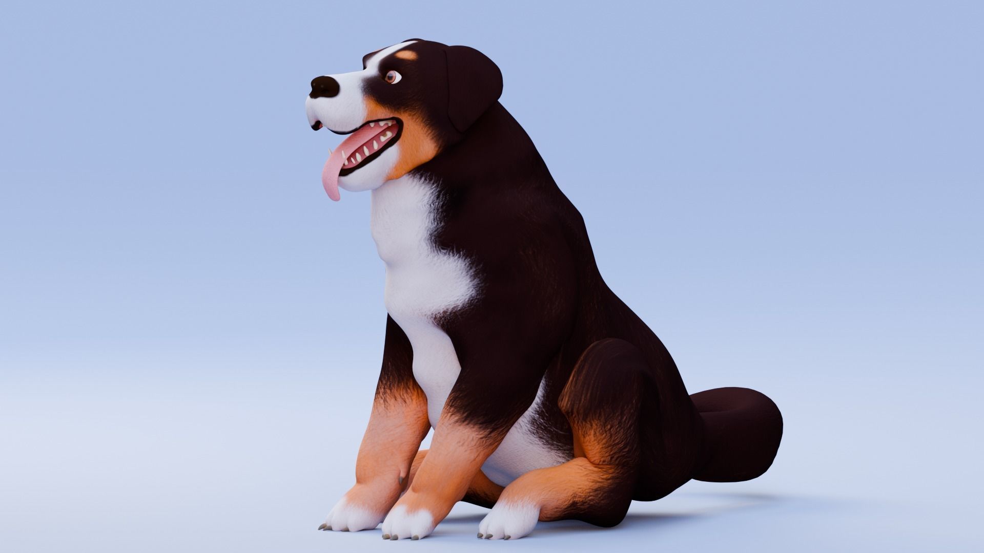 Low poly - Stylized dog - Bernese Mountain Dog Low-poly 3D model_3