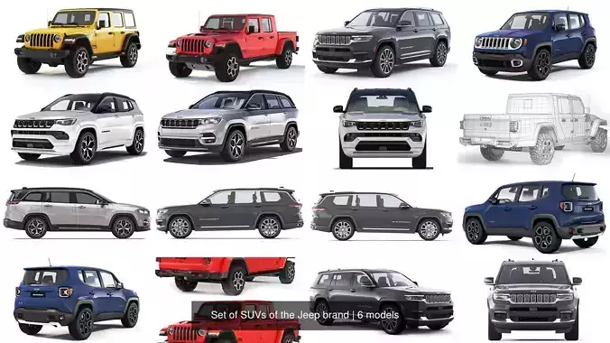 Set of SUVs of the Jeep brand