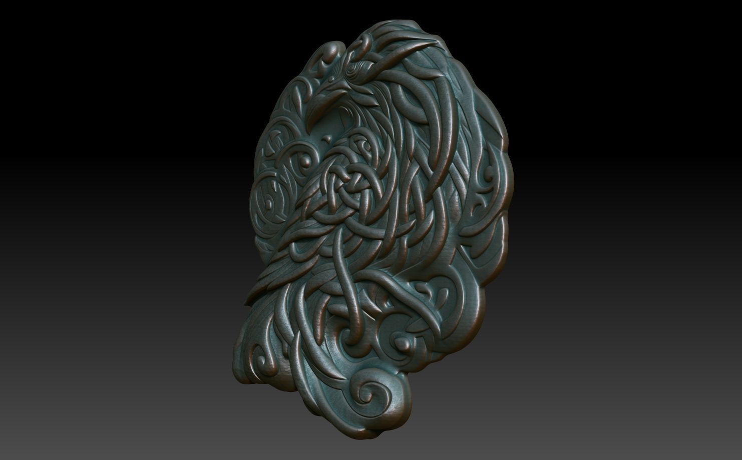 Celtic Raven basrelief 18 240612 3D print model_1