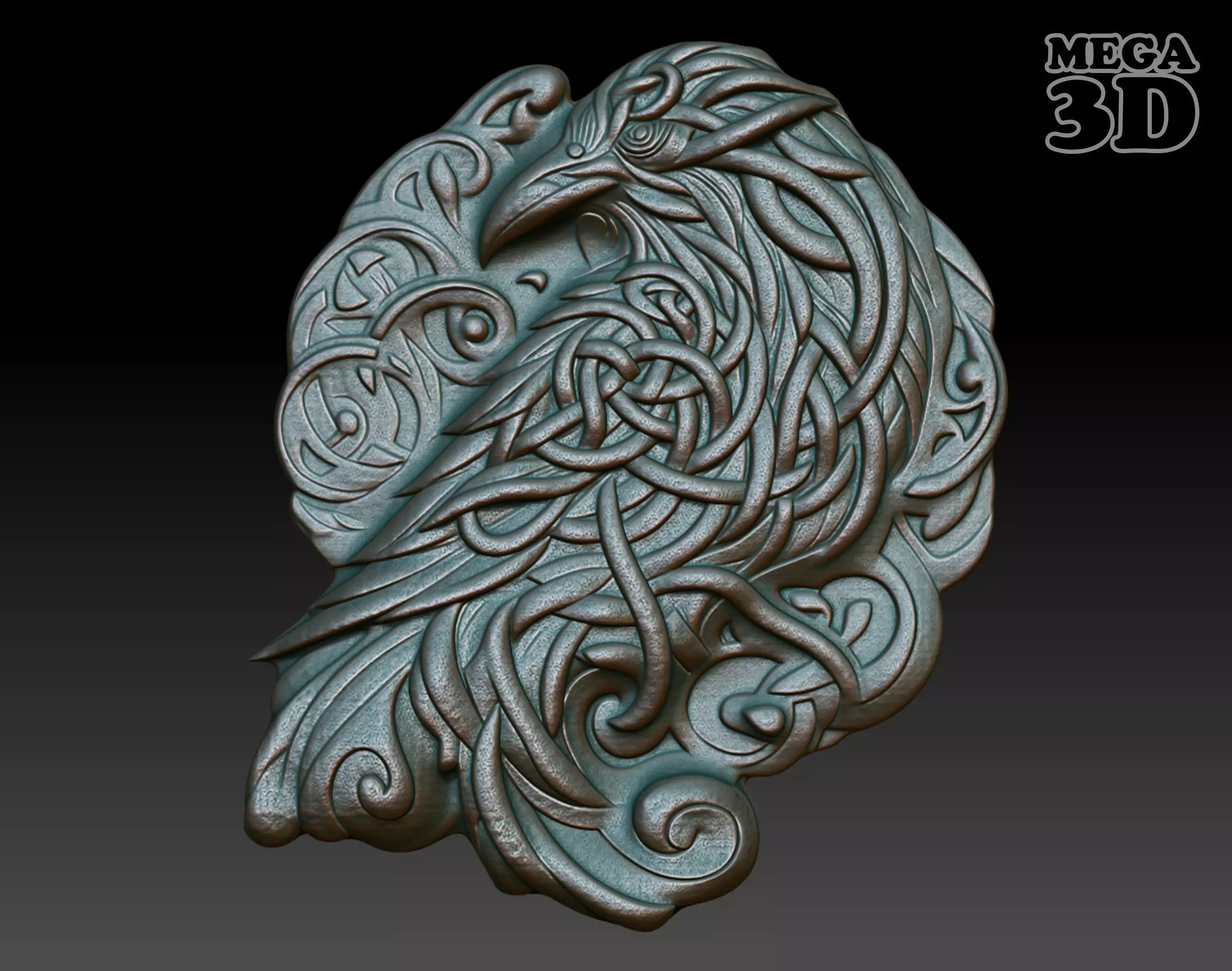 Celtic Raven basrelief 18 240612 3D print model_0