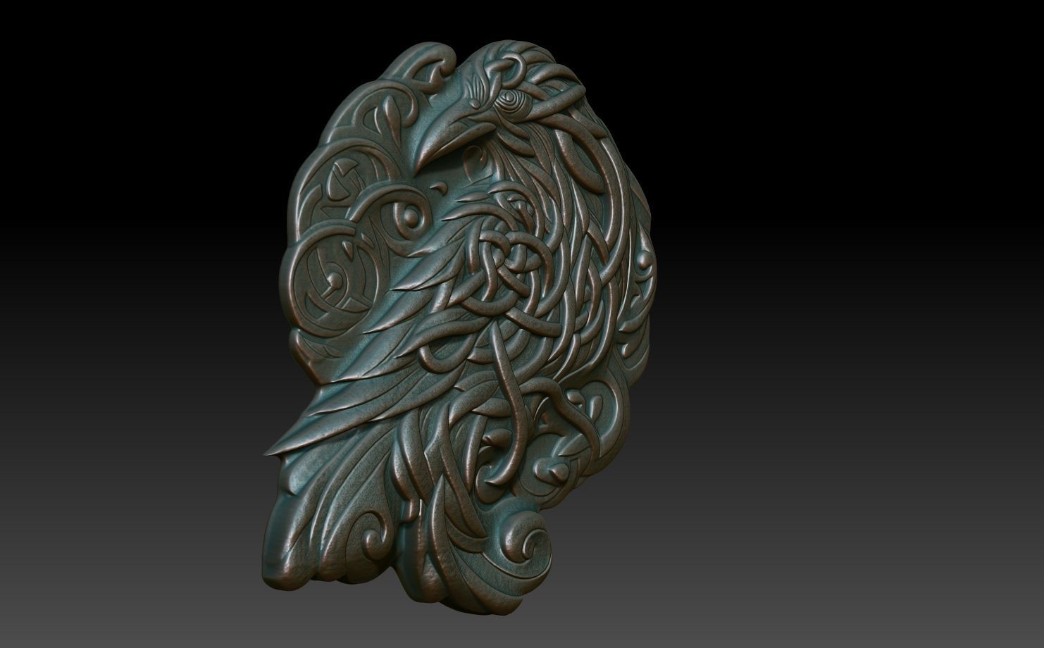 Celtic Raven basrelief 18 240612 3D print model_2