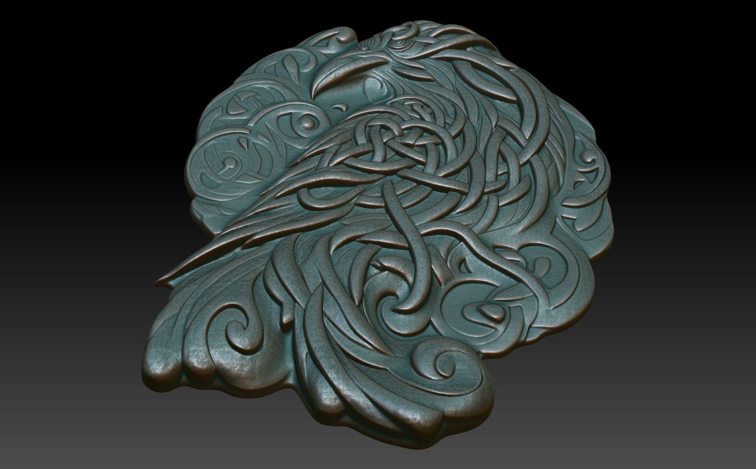Celtic Raven basrelief 18 240612 3D print model_4