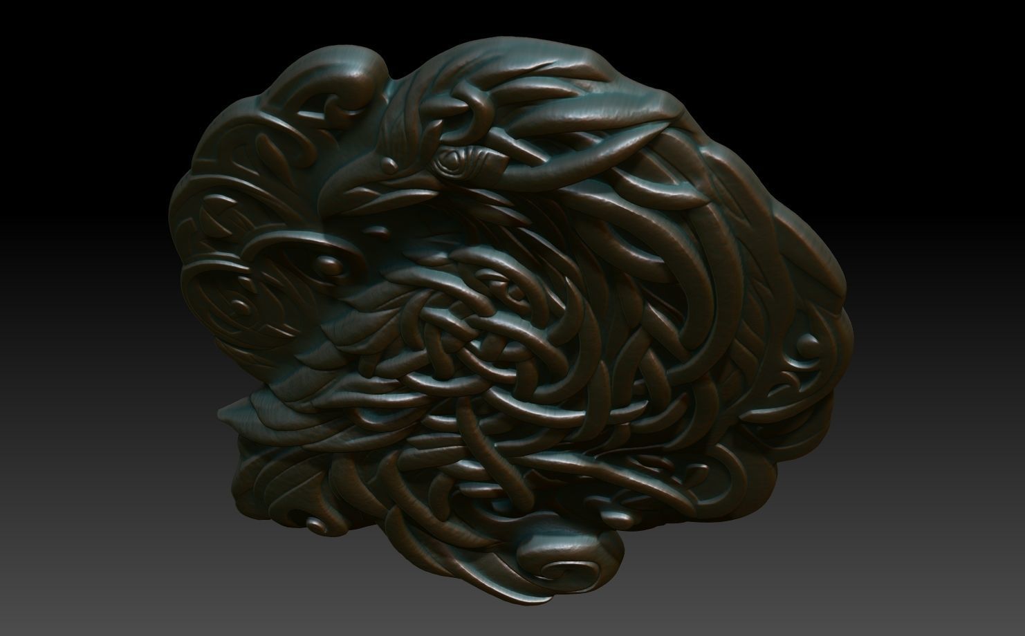 Celtic Raven basrelief 18 240612 3D print model_3