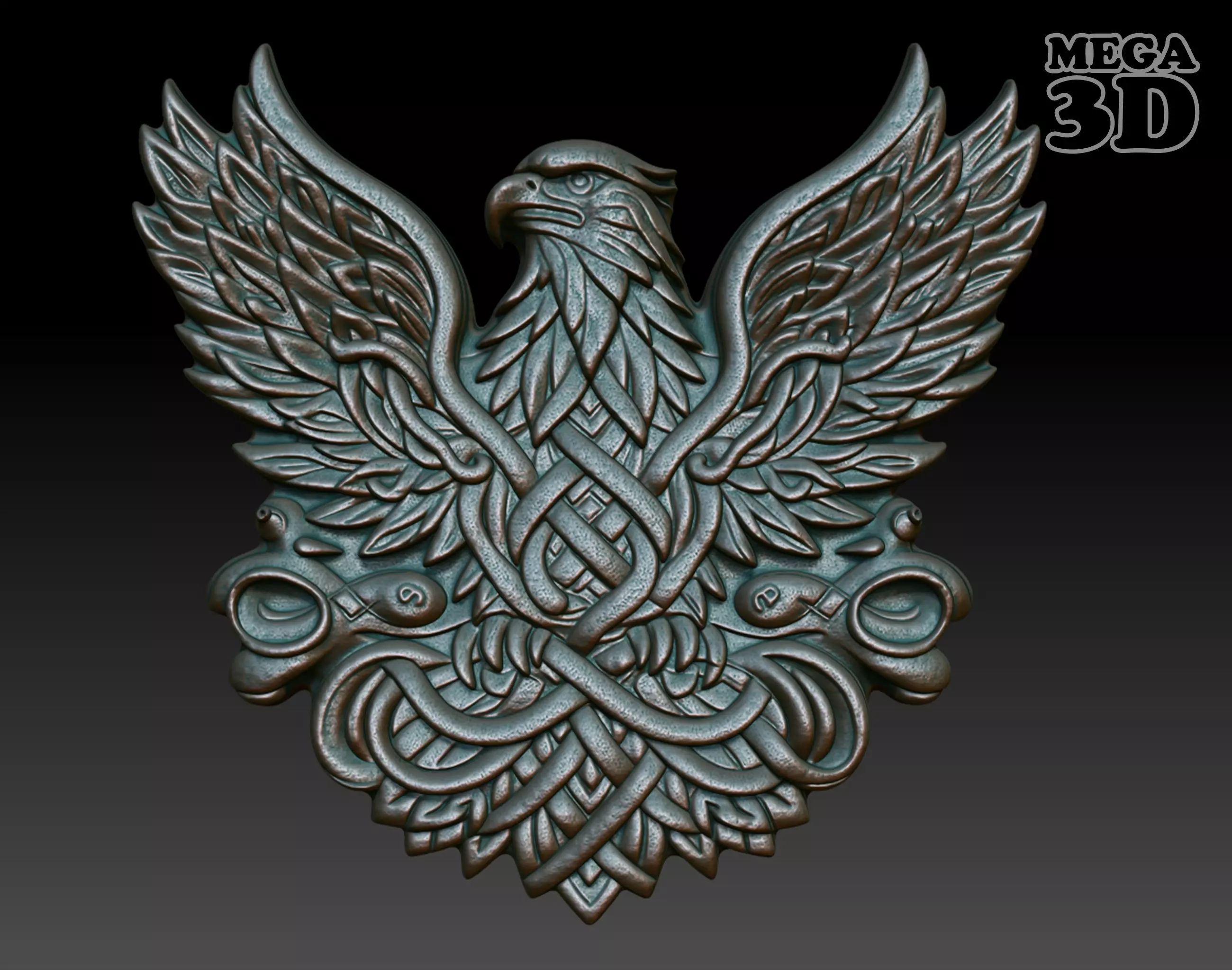 Celtic Eagle basrelief 17 240612 3D print model_0
